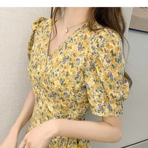 모찌봉 / 가성비좋은 플라워 랩스타일 미니 원피스 yellow