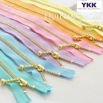 퀼팅맘 YKK지퍼 금색자크 파스텔톤 (물방울), 10.골드지퍼 물방울 파스텔 스카이[15cm]