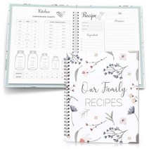 Recipe Book To Write In Your Own Recipes - 빈 가족 요리 책 저널로 나만의 DIY 100페이지 요리책 나선형 바운드 레시피 오거나이저 하드커버 및, Floral