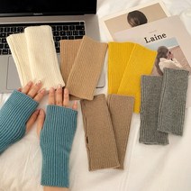 애미꾸미은창]컬러풀 골지 니트 암워머 장갑 핸드워머 스마트폰 토시 터치 털장갑 겨울장갑 여성 장