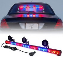 Xprite 80.9cm31.5인치 앰버 LED 비상 교통 고문 스트로브 라이트 바 21가지 플래시 패턴 흡착 컵 마운트 포함 앞 유리 데크 주의 위험 안전 라이트바 건설 차량 트, Red Blue