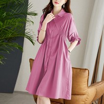 여자 봄 여름 반팔 허리밴딩 캐주얼 면 원피스 4가지 칼라