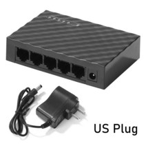 5 포트 전체 기가비트 스위처 네트워크 이더넷 스위치 10/100/1000Mbps 데스크탑 스마트 RJ45 허브 인터넷 분배기, [04] US Plug Black