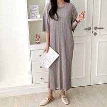 쏭걸 6컬러 플리츠 주름 롱 원피스 홈웨어 반팔 면원피스 빅사이즈 롱원피스 3080