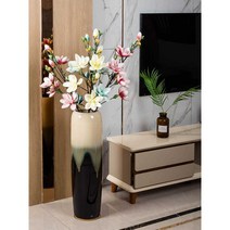 Jingdezhen 세라믹 바닥에서 천장까지 이어지는 꽃병 대형 말린 꽃 장식 중국식 거실 현대적인 미니멀리스트 유럽식 꽃꽂이 높은, 80cm 높이 단일 병 + 레드 스타 말린 꽃