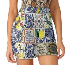 추상 마졸리카 스커트 여성 패션 2022 바지 스커트 미니 스커트 사무실 짧은 치마 마졸리크 이탈리아 타일 마졸리카 시칠리아