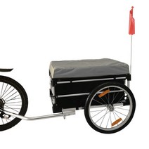 자전거 트레일러 1인용 캠핑 짐수레 캐리어 웨건 연결 여행용 셀프 트롤리 자전거용품 국토종단 분리가능, 일반 레드색