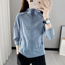 에버유어스 여성 여름 바람막이 아웃도어 쿨맥스 운동 트렌치코트 경량 등산바람막이 자외선차단 후드집업 블루 그린