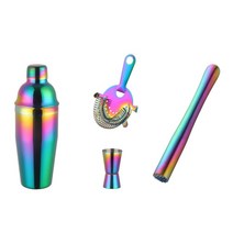 칵테일쉐이커 칵테일도구 750ml 스테인레스 스틸 칵테일 셰이커 세트 아이스 크러싱 필터 측정 컵 마티니, 05 No.0-A-4PCS