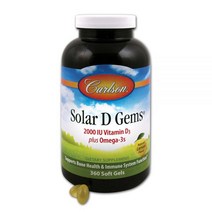 칼슨 Carlson Solar D Gems 비타민 D3 2000IU 오메가3 115mg EPA DHA 360 소프트젤