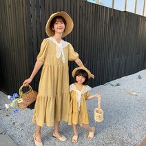 잔꽃 퍼프소매 케이프 스카프 세트 패밀리룩 모녀커플룩 초등 여아원피스