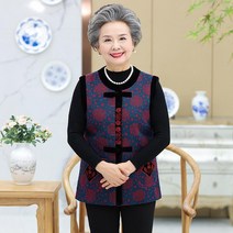 할머니 조끼 베스트 엄마 김장조끼 빅사이즈 꽃무늬 중년 레트로 여성