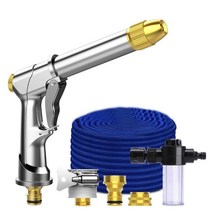 농약 호스릴 호스감는기계 직접 원예 호스 고압 가정용 세차 물총 텔레스코픽 정원 청소 급수 스프링클러 세트, [01] 2분의 1 ', [03] 75ft, [01] blue Hose with Gun