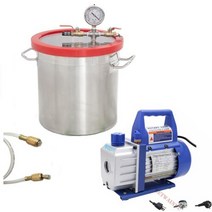 펌프가 있는 16 갤런 진공 챔버 253 CFM 1 단계 진공 펌프 110V220V 수지 스테인레스 스틸 진공 챔버 용, 220V-240V 60HZ+EU
