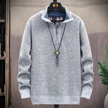 남성 카라 반집업 니트 기모 스웨터 집업 티셔츠