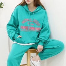 [퀸비샵] 페이퍼 후드 스웨트 셋업 //조거 면 간절기맨투맨 츄리닝세트 트레이닝복 빅사이즈 오버사이즈 오버핏 루즈핏