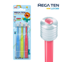 메가텐 키즈스텝 1단계칫솔3개 아기칫솔 유아칫솔 어린이칫솔 1단계(4개월~24개월)럭스360, 3개