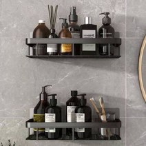 쓰리오브어스 욕실선반 알루미늄 화장실 무타공 선반, 1개, 블랙