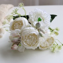 북유럽 꽃다발 모조 모란베리 5마리 세트인테리어소품, 하얀색