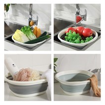 호쿠호니 접히는세수대야 캠핑용 접이식 사각 자바라 세차물통 바스켓, 그레이_대(c)