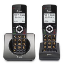 AT&T GL2101-2 DECT 6.0 2-핸드셋 무선 홈 폰 통화 블록 발신자 ID 전이중 핸드셋 스피커폰 2인치 화이트 백라이트 디스플레이 조명 키패드 (그래파이트, 1 Handset