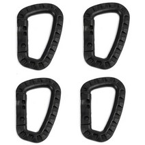 캠핑 악세서리 4pcs tac 링크 캠핑 장비 야외 edc muti 도구 d 버클 carabiner molle 벨트 걸쇠 클립 키 ​​체인 스냅 후크 하이킹 장비, 검은색
