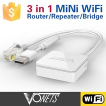 VONETS 2.4 그램 300Mbps Wifi 라우터 WiFi 범위 확장기 증폭기 무선 브리지 휴대용 핫스팟 여행 AR11N-300, 한개옵션0