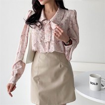 벨르 BELLE BELLE 여성 봄 플라워 꽃무늬 나염 타이 블라우스 셔츠 (8298116)