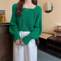 데이홀릭 스프링 비비드 꽈배기 스퀘어니트