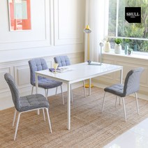 슐 비쥬 4인용 세라믹 식탁세트 1400+네로체어 4개 SL175, 화이트 세라믹, 블랙 2개+네이비 2개