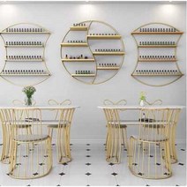 네일샵 매장 제품 진열대 벽걸이 인테리어 제품 선반, 타원형 검정색