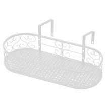 MK 베란다 화분걸이대 일반 난간용 (라운드 60 X 25cm) 난간고리 2P, 화이트