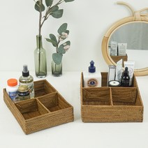 발리산 라탄 바구니_사각 칸막이 수납함 (2 Size), 라지, 1개
