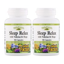 1+1 네추럴팩터스 Sleep Relax 발레리안홉추출물 길초근 90캡슐