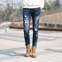 동대문스타일 빈티지 남자청바지 28~38 디스트로이드 슬림 테이퍼드 남성 데님팬츠