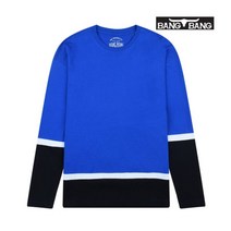 [뱅뱅] 공용 절개 배색 오버핏 티셔츠_코발트_NTE26266