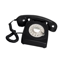 레트로 유선 전화 1960년대 스타일 장식 빈티지 로터리 다이얼 전화기, 검은색, 아BS PP