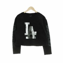 엠엘비스포츠 블랙 면혼방 프린팅크롭맨투맨 여자 L [105] 2777