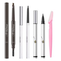 ETEDES 아이브로우 인핸서 키트 아이라이너 1개 펜슬 2 in 1 및 눈썹 면도기 포함 블랙 818660, Black