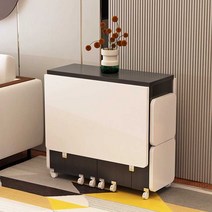 접이식 식탁테이블 이동식 확장형 공간활용 다용도, 1.2m 흰색 원형1개+의자4개