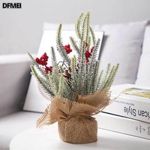 크리스마스 장식 시뮬레이션 트리 낙설 pe 30-50cm 테이블 세팅 장식 분재 크리스마스 트리, 30Cm리넨레드과일나무