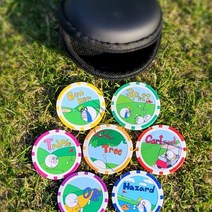 골프 칩 볼마커 7입 세트 보관팩포함 게임세트 명랑골프 재밌는골프