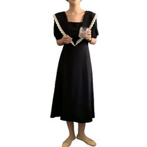 데이홀릭 포인트빅카라 퍼프 A라인 롱원피스