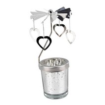 로맨틱 회전 캔들 홀더 Tealight 홀더 촛대 티 라이트 캔들 홀더 레스토랑 테이블 홈 크리스마스 장식, 하트 모양, 금속 및 유리