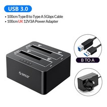 ORICO 클론 25 35 인치 하드 드라이브 도킹 스테이션 2 베이 USB30SATA HDD 케이스 지원 UASP 인클로저, UK Adapter