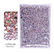 빅 패키지 2-6mm 레진 비 핫 픽스 라인석 벌크 도매 AB 플랫 백 플라스틱 크리스탈 네일 DIY 글리터 스톤, 2mm SS6-20000pcs, SB-Lt.Pink AB