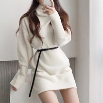 [유니즈] 롱 시보리 터틀 넥 니트 원피스 + 레모나 산1P