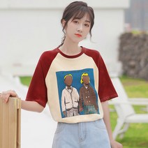 단가라 프린팅 반팔 티셔츠