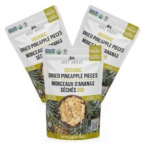 Just About Foods Organic Dried Pineapple 3.5 oz (Pack of 3) NONGMO Paleo Single Ingredient No Artifi, 3개