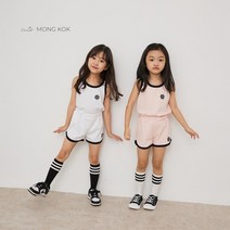 몽콕 여아 장미 나시 티 장미 숏 바지 상하세트